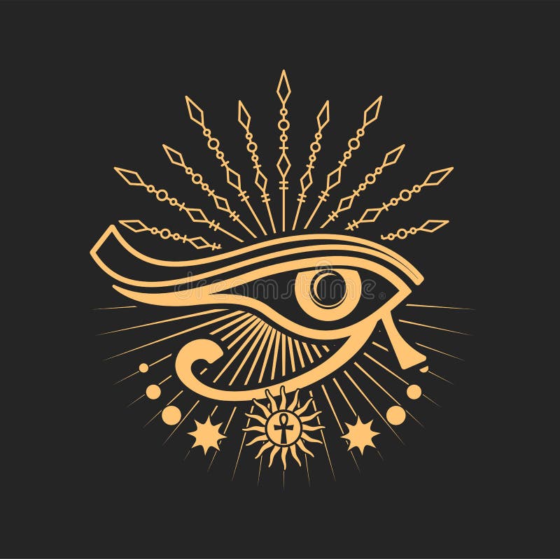 Ocult esoteric semn egiptean străvechi ochi de cal cruce vector illustration
