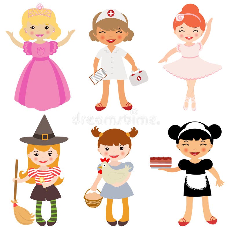 Ocupaciones de las muchachas ilustración del vector Ocupaciones de las muchachas ilustración del vector