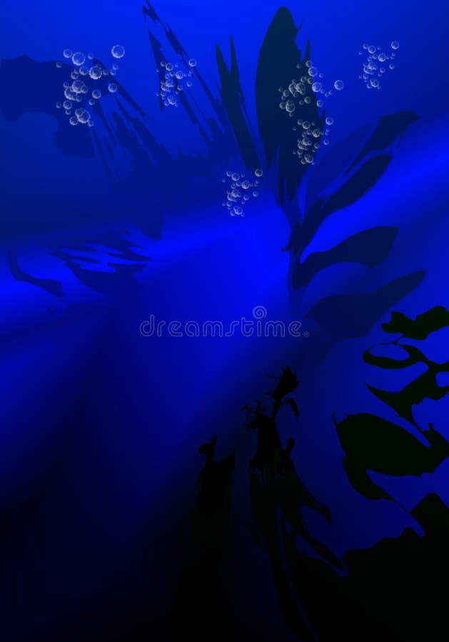 Computer generated background. Deep blue ocean with aquatic foliage. Computer generated background. Deep blue ocean with aquatic foliage.