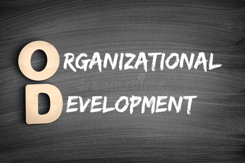 OD - akronim rozwoju organizacji, koncepcja biznesowa na tablicy