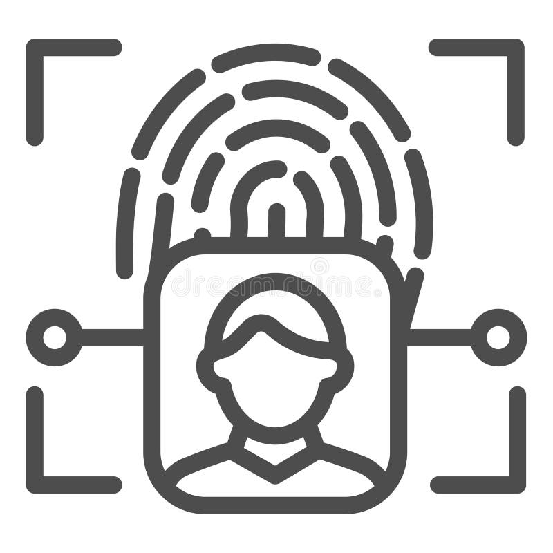 Odcisk palca użytkownika rozpoznania linii ikona Skupia się z odcisk palca czujnika wektorową ilustracją odizolowywającą na bielu Osoby uwierzytelnienia konturu stylu projekt, projektujący dla sieci i app 10 eps