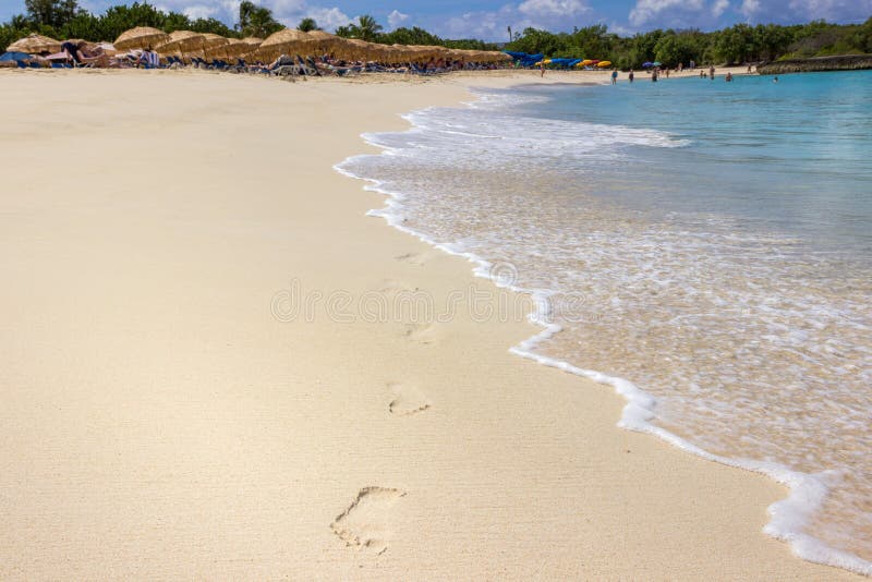 Footprints on Mullet bay beach in st. Maarten. Footprints on Mullet bay beach in st. Maarten.