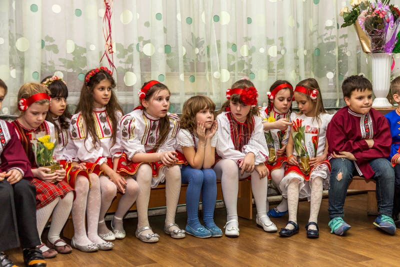 Odessa, Ukraine - March 4, 2016: children`s music groups singing