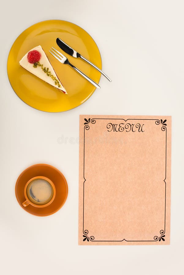 odgórny widok pusty dekoracyjny menu z kawą i deserem ilustracji odgórny widok pusty dekoracyjny menu z kawą i deserem ilustracji
