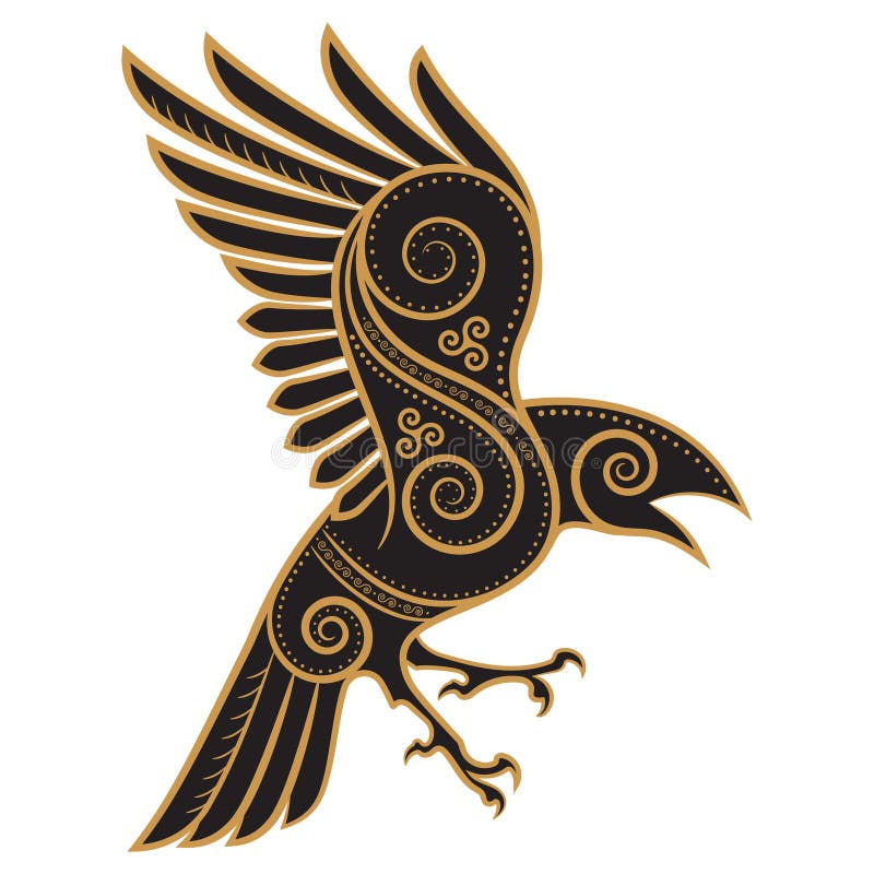 Odins Raven disegnato a mano in di stile celtico