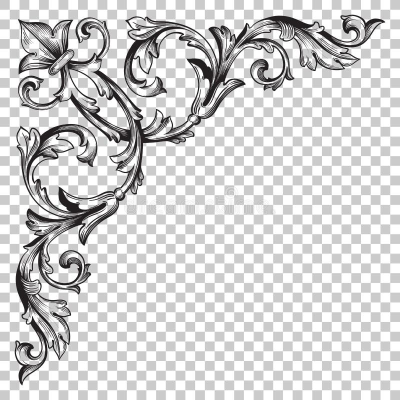 Odizolowywa narożnikowego ornament w baroku stylu royalty ilustracja Odizolowywa narożnikowego ornament w baroku stylu royalty ilustracja
