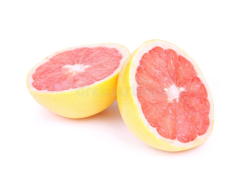 Odizolowywający na biel pokrojony czerwony grapefruit zdjęcia royalty free Odizolowywający na biel pokrojony czerwony grapefruit zdjęcia royalty free