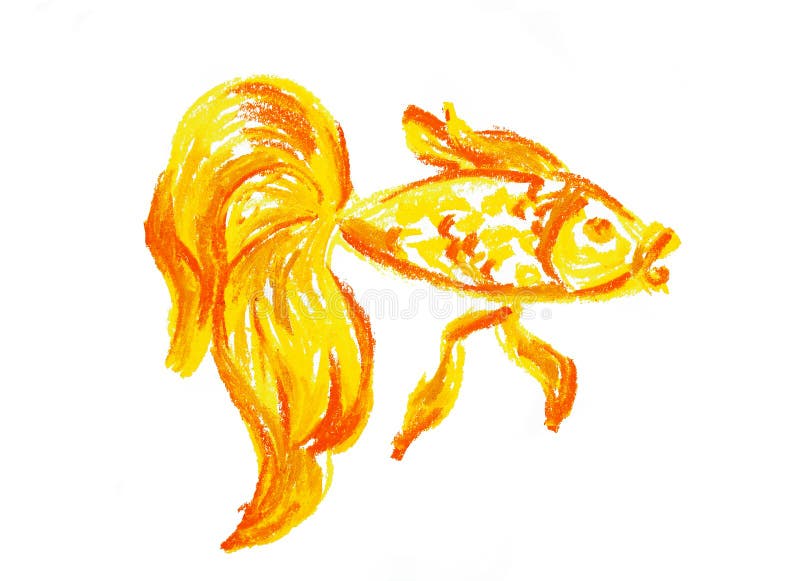 Odizolowywający rysunkowy rybi złoto ilustracja wektor