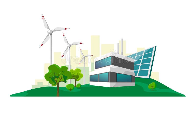 Odosobniona wektorowa ilustracja czysta elektryczna energia od odnawialnych źródeł słońce i wiatr na bielu Elektrownia stacyjni b ilustracji Odosobniona wektorowa ilustracja czysta elektryczna energia od odnawialnych źródeł słońce i wiatr na bielu Elektrownia stacyjni b ilustracji