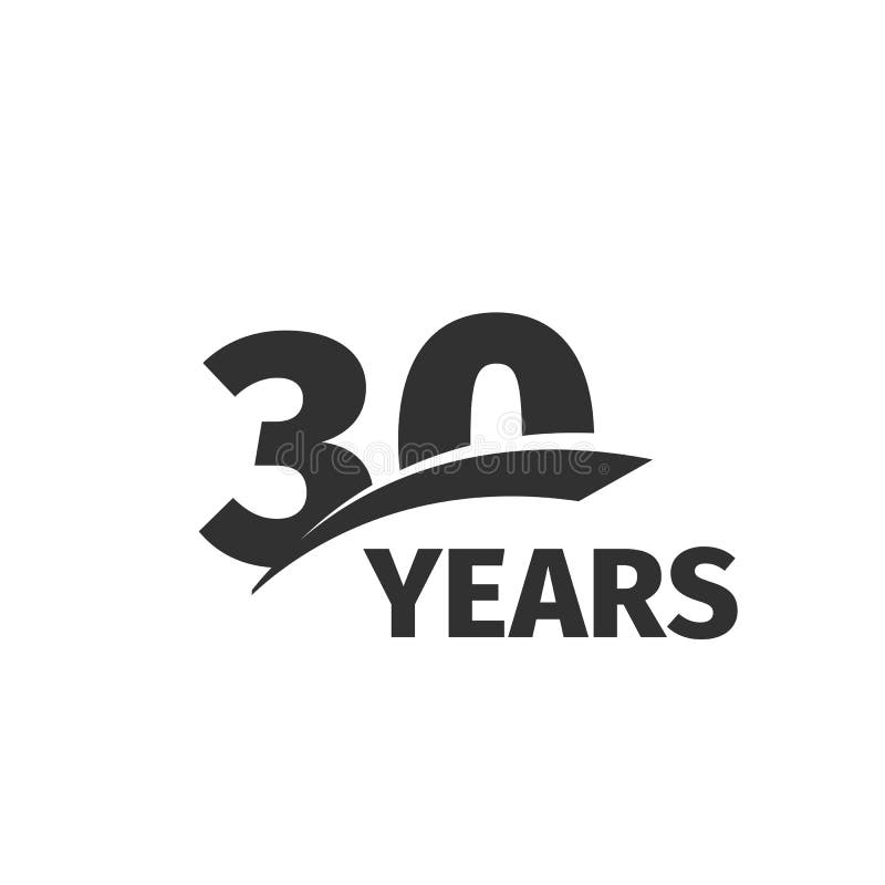 Odosobnionego abstrakcjonistycznego czerni 30th rocznicowy logo na białym tle 30 numerowy logotyp Trzydzieści rok jubileuszu świę
