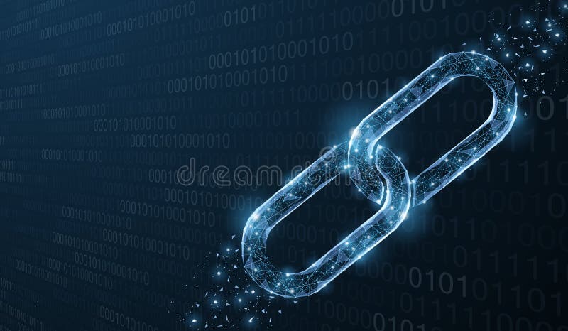 Odosobniony Abstrakcjonistyczny wektoru? a? cuch Wireframe? cuchu element na b? kitnym tle Kulisowa ochrona, blockchain technolo ilustracja wektor??