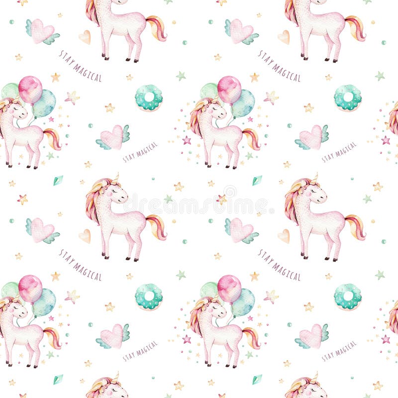 Odosobniony śliczny akwareli jednorożec wzór Pepiniery tęczy jednorożec aquarelle Princess unicornscollection Modne menchie royalty ilustracja Odosobniony śliczny akwareli jednorożec wzór Pepiniery tęczy jednorożec aquarelle Princess unicornscollection Modne menchie royalty ilustracja