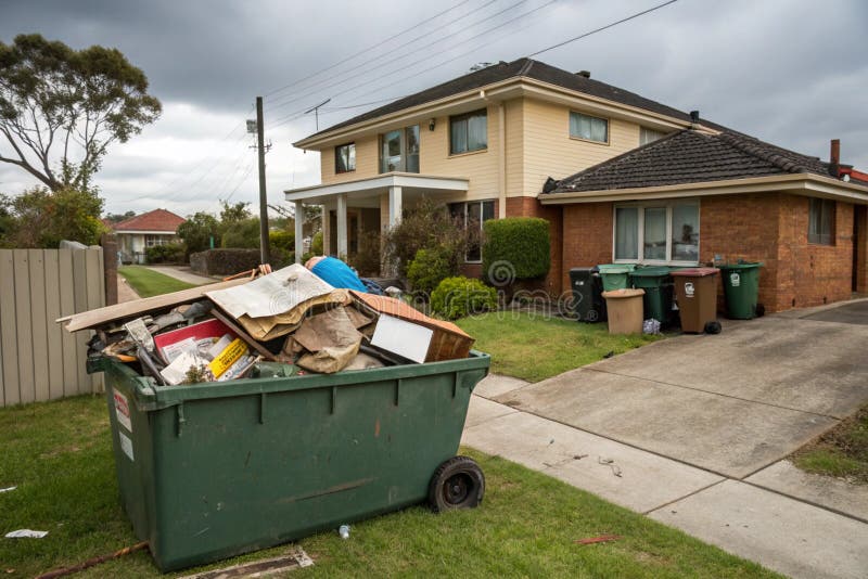Odpady domowe w Skip Bin w Sydney Home ilustracji