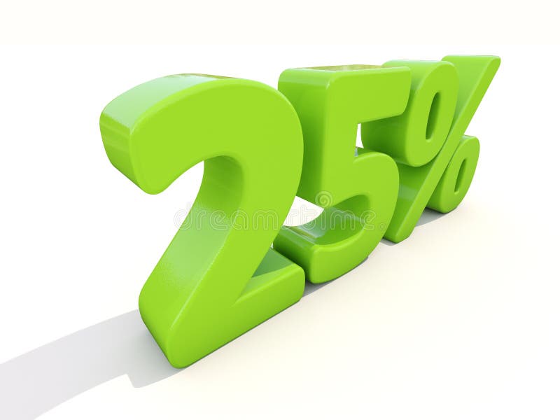 Twenty five percent off. Discount 25%. 3D illustration. Twenty five percent off. Discount 25%. 3D illustration.