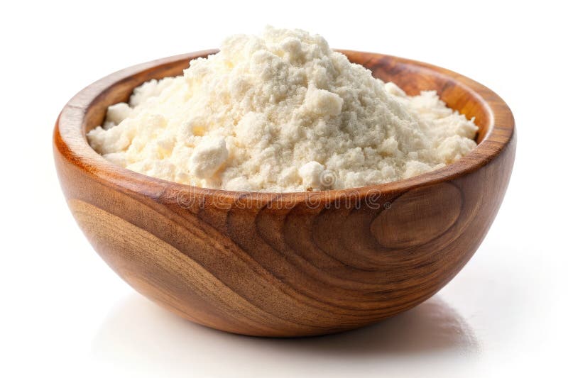 Odsłonięcie odżywczej potęgi : CloseUp of Collagen Powder in the Rustic Wooden Bowl A ilustracji