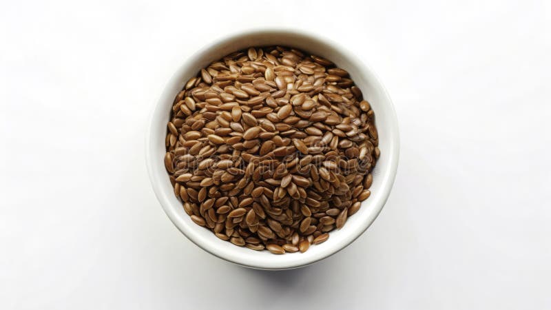 Odsłonięcie odżywczej Powerhouse Spojrzenie na nasiona lnu w białym pucharze Zszywka Superfood dla royalty ilustracja