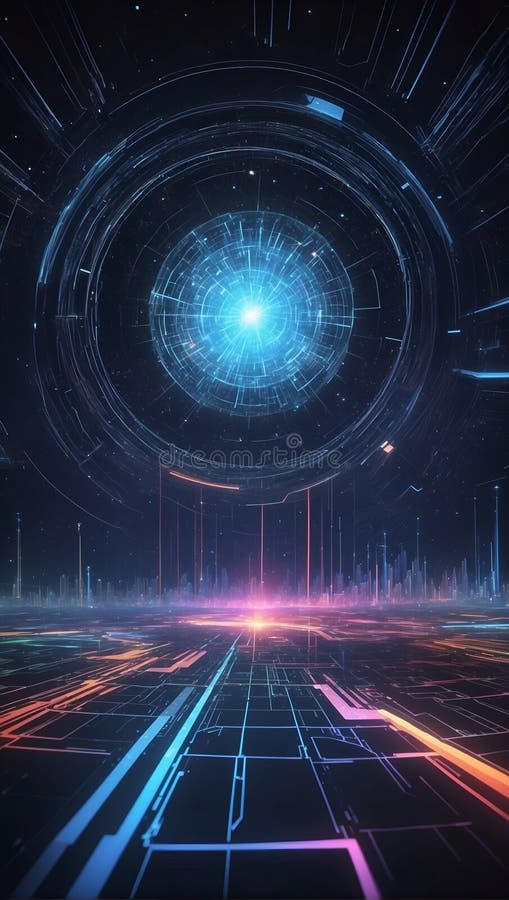 Odyssey dei dati futuristici : quantumquoziente scomposto. generazione di aiuti illustrazione di stock