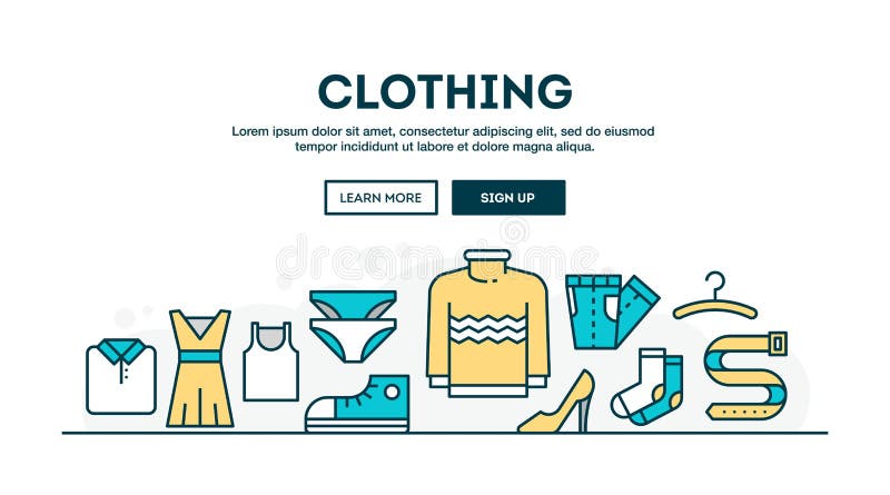 Odziewający, moda, butik, kolorowy pojęcie chodnikowiec, płaski desig ilustracja wektor