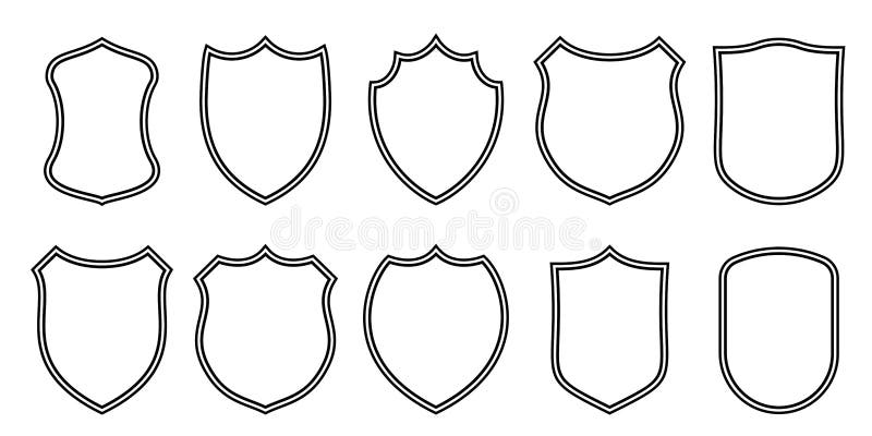 Odznak łat konturu wektorowi szablony Sporta klub, osłona i żakiet ręki pustego miejsca ikony, militarna lub heraldyczna ilustracja wektor
