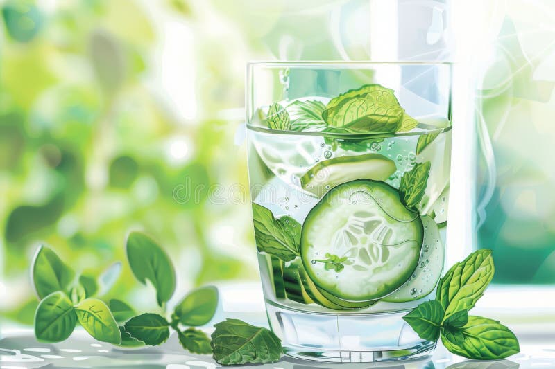 Odświeżanie wody ogórkowej w Spa ilustracja wektor