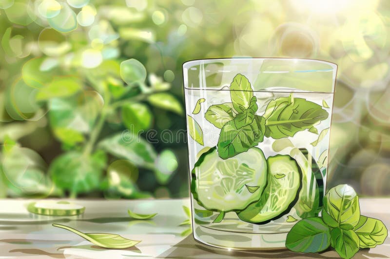 Odświeżanie wody ogórkowej w Spa ilustracji