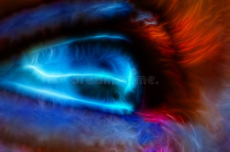 Oeil bleu humain abstrait avec l'univers illustration libre de droits Oeil bleu humain abstrait avec l'univers illustration libre de droits