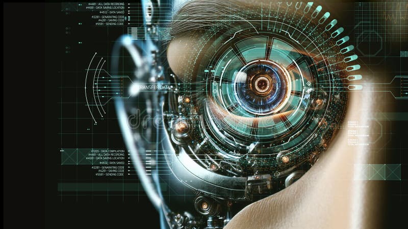 Oeil cyborg avec interface hud avancée