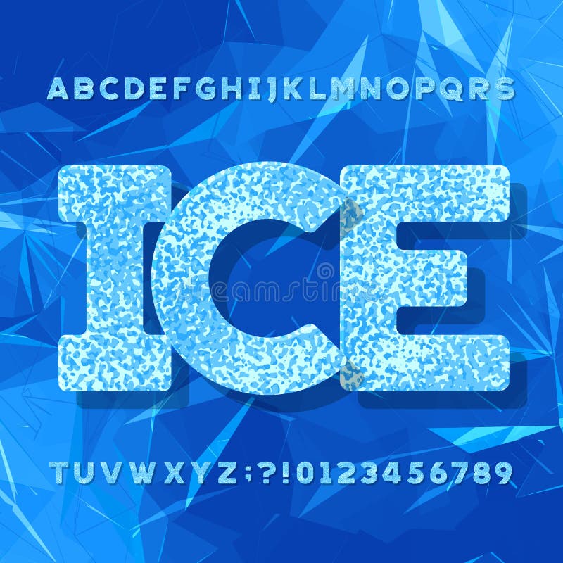 Oeil d'un caractère en glace Police d'alphabet Lettres et nombres Fond bleu géométrique abstrait illustration stock Oeil d'un caractère en glace Police d'alphabet Lettres et nombres Fond bleu géométrique abstrait illustration stock