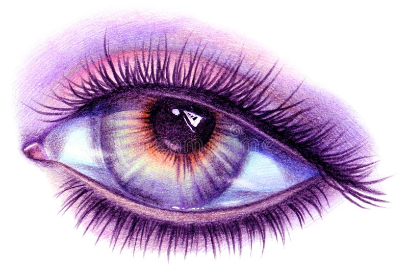 Oeil de crayons de couleur illustration stock. Illustration du couleur