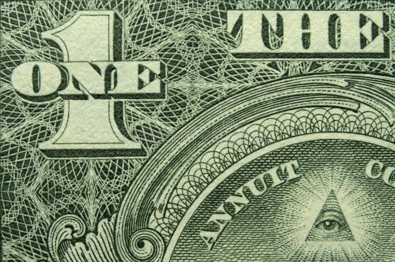 Oeil et UN et des USA un billet d'un dollar photographie stock libre de droits Oeil et UN et des USA un billet d'un dollar photographie stock libre de droits
