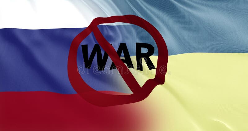 Oekraïne en rusland vlaggen samen waken zonder oorlogstekst