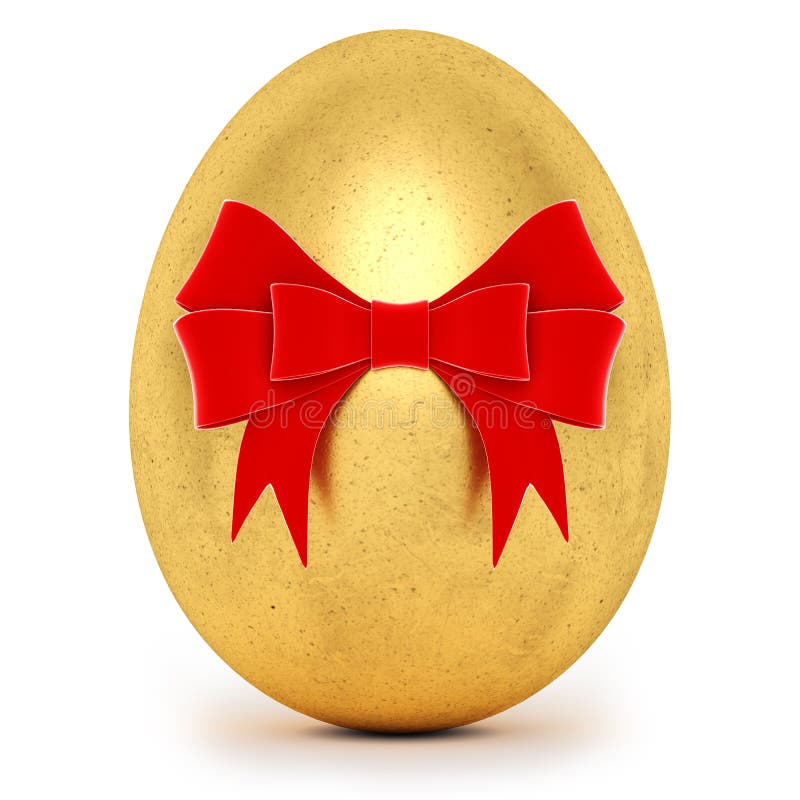 Oeuf de pâques d'or réaliste avec un grand arc illustration de vecteur Oeuf de pâques d'or réaliste avec un grand arc illustration de vecteur