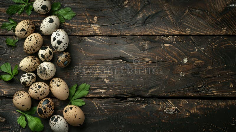 quail eggs on a wooden background. Selective focus. AI generated. quail eggs on a wooden background. Selective focus. AI generated
