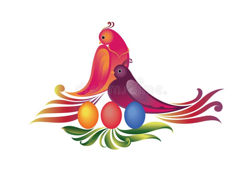 Œufs de Pâques et oiseaux illustration libre de droits