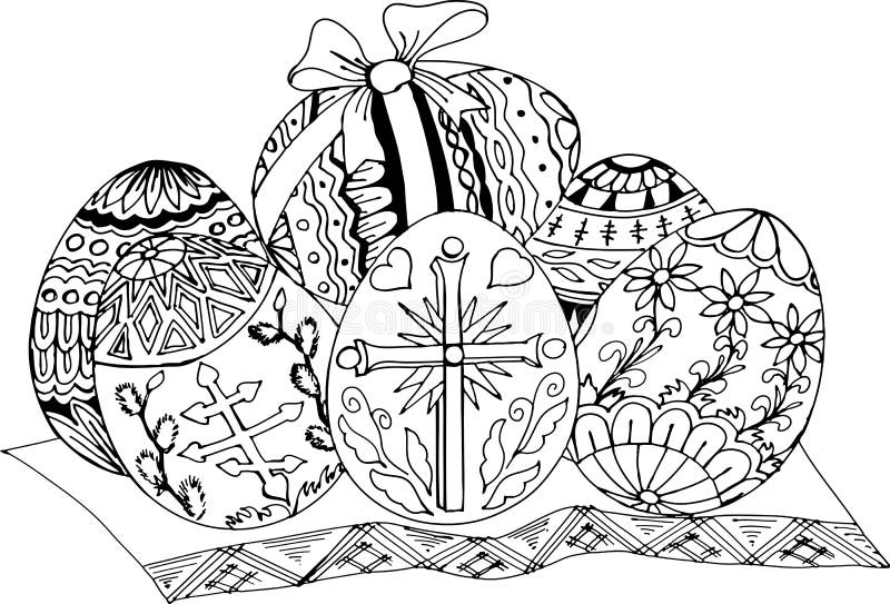 Oeufs de pâques peints Modèles tirés par la main pour la coloration Dessin de croquis à main levée pour livre de coloriage antist illustration de vecteur Oeufs de pâques peints Modèles tirés par la main pour la coloration Dessin de croquis à main levée pour livre de coloriage antist illustration de vecteur