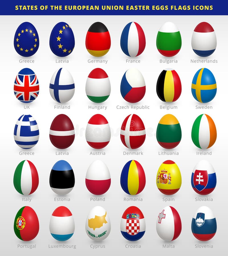 Oeufs de pâques réglés avec des drapeaux d'UE illustration de vecteur Oeufs de pâques réglés avec des drapeaux d'UE illustration de vecteur