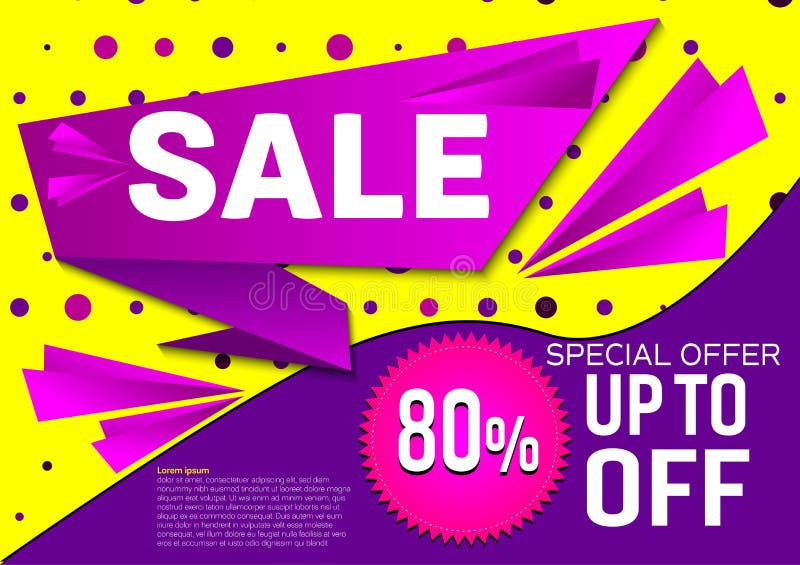 Oferta especial de la venta de la bandera del vector Fondo púrpura y amarillo abstracto del color Concepto de diseño libre illustration Oferta especial de la venta de la bandera del vector Fondo púrpura y amarillo abstracto del color Concepto de diseño libre illustration