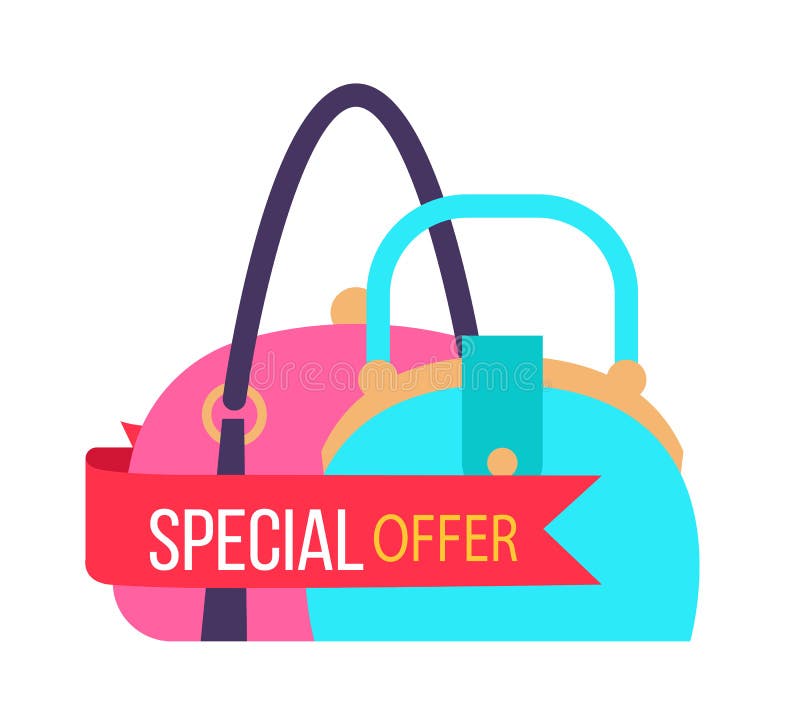 Oferta especial para los bolsos femeninos de moda ilustración del vector Oferta especial para los bolsos femeninos de moda ilustración del vector