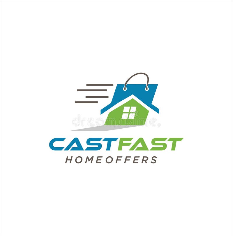 Ofertas en el hogar Logotipo Material Vector de Diseño Rápido Compra de logotipo residencial rápido Logo del mercado de la casa
