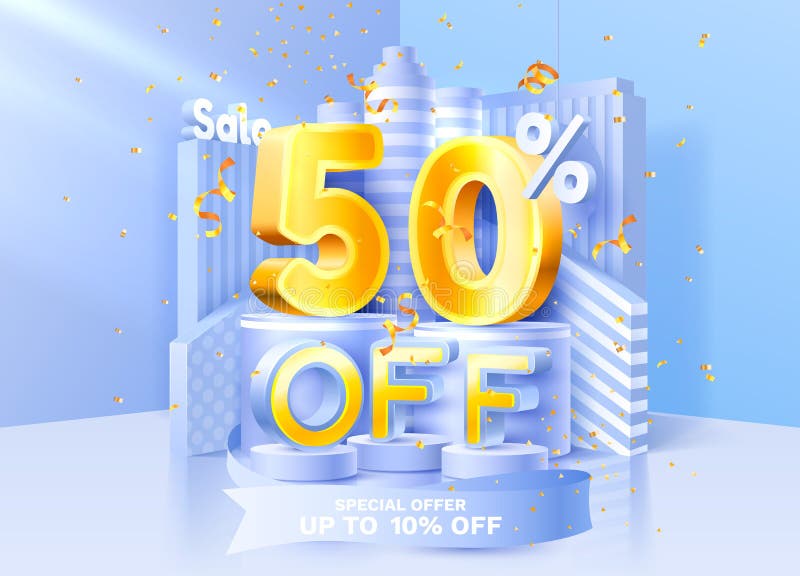 50 Off Discount Creative Composition Stock Vector Illustration Of