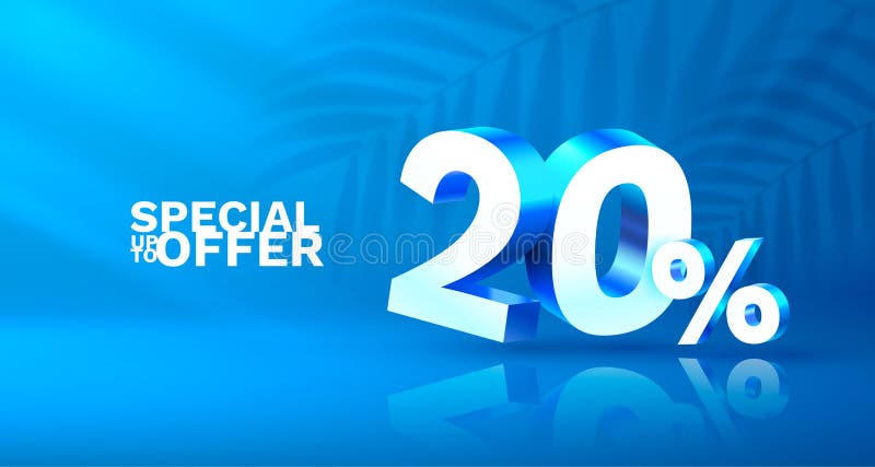 20 Off. Discount creative composition. 3d sale symbol with decorative objects, golden confetti, podium and gift box