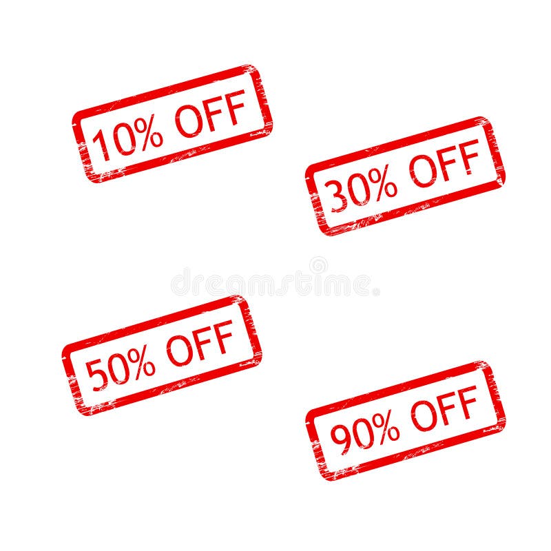 10 Off 30 Off 50 Off 90 Off Stamp Sign Text Red Stock Vector Illustration Of Retail Marketing