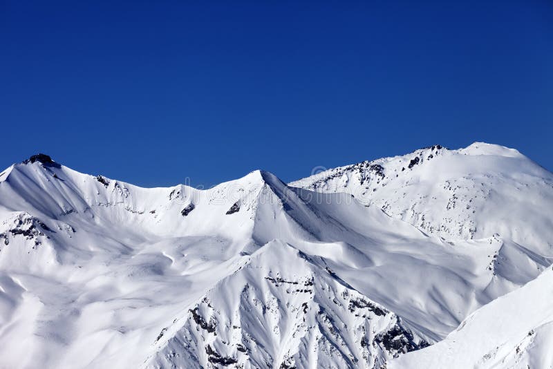 Off Piste Snowy Slope and Blue Clear Sky Stock Photo - Image of ...