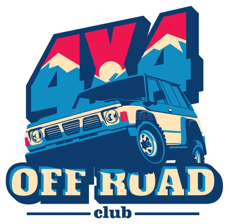 Off-road car logo, safari suv, expedition offroader.