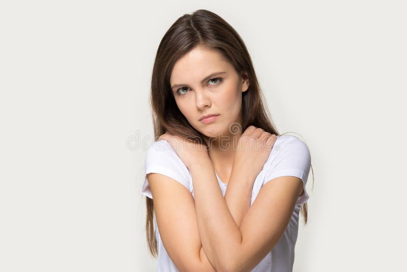 young woman in sad attitude - a Royalty Free Stock Photo from Photocase