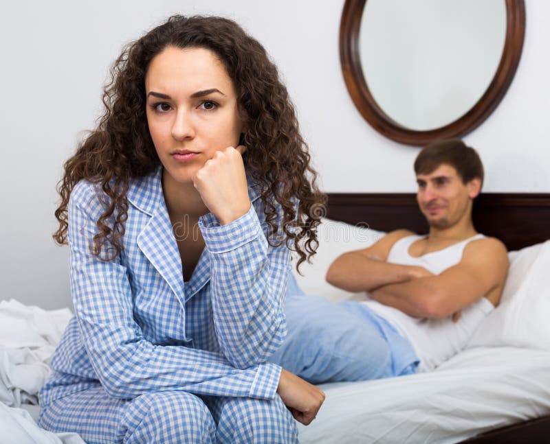 Offended Wife and Angry Husband during Argue Stock Image