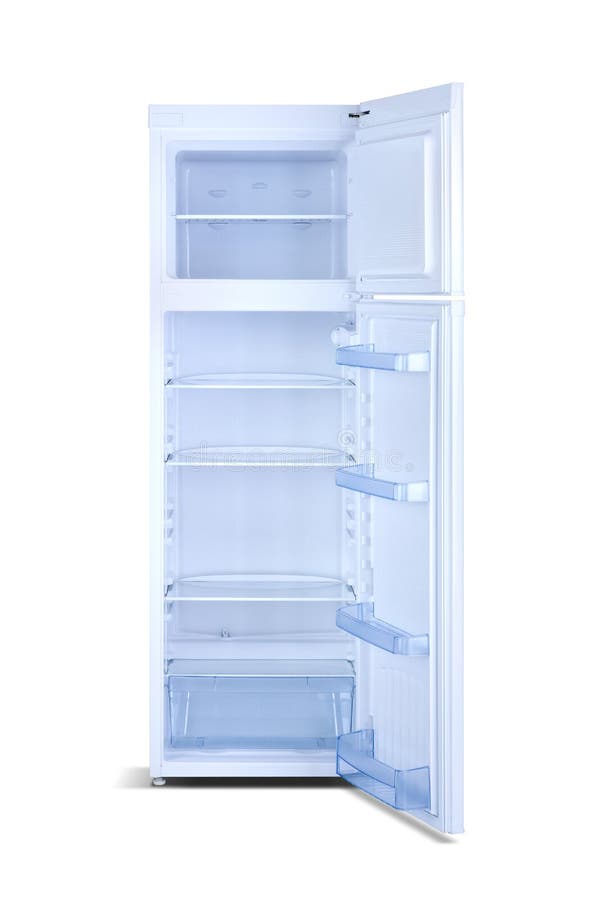 Offener Kuhlschrank Des Weiss Lokalisiert Auf Weiss Stockbild Bild Von Kuhlschrank Offener