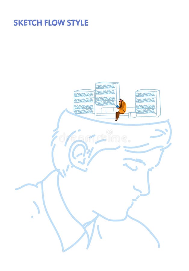 Offener menschlicher Hauptmannstudent liest das Buch, das auf der modernen Ideen-Konzeptskizze Bibliotheksinnenausbildung der Cou lizenzfreie abbildung Offener menschlicher Hauptmannstudent liest das Buch, das auf der modernen Ideen-Konzeptskizze Bibliotheksinnenausbildung der Cou lizenzfreie abbildung
