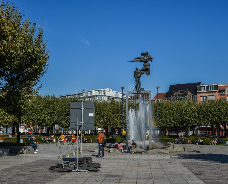 Offentlig fyrkant i Bruges, Belgien arkivbilder Offentlig fyrkant i Bruges, Belgien arkivbilder