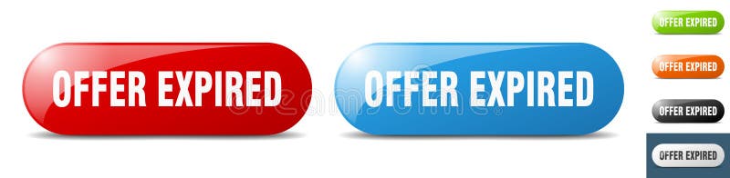 Offer expired button. key. sign. push button set stock illustration